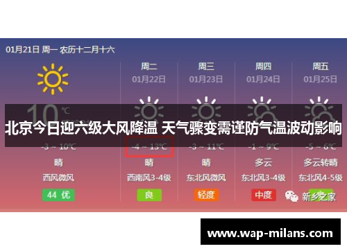 北京今日迎六级大风降温 天气骤变需谨防气温波动影响